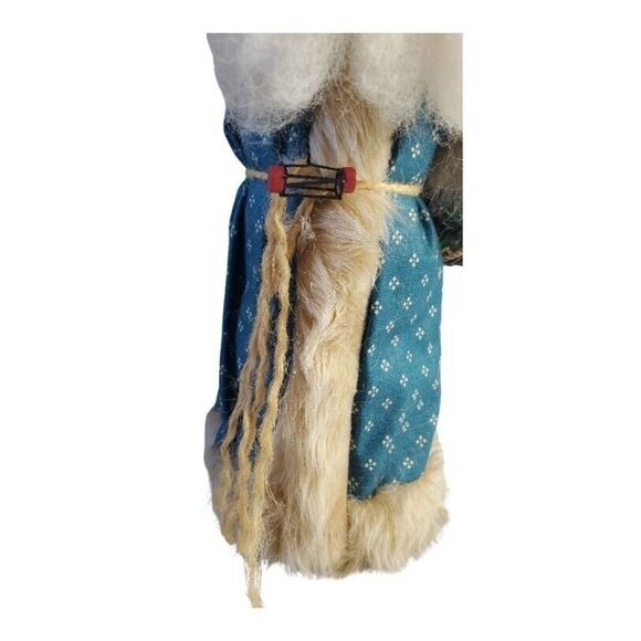 Vintage Santa Claus w/Presents Figurine 15” Cloth Realistic Furry Beard Robe - Picture 4 of 10